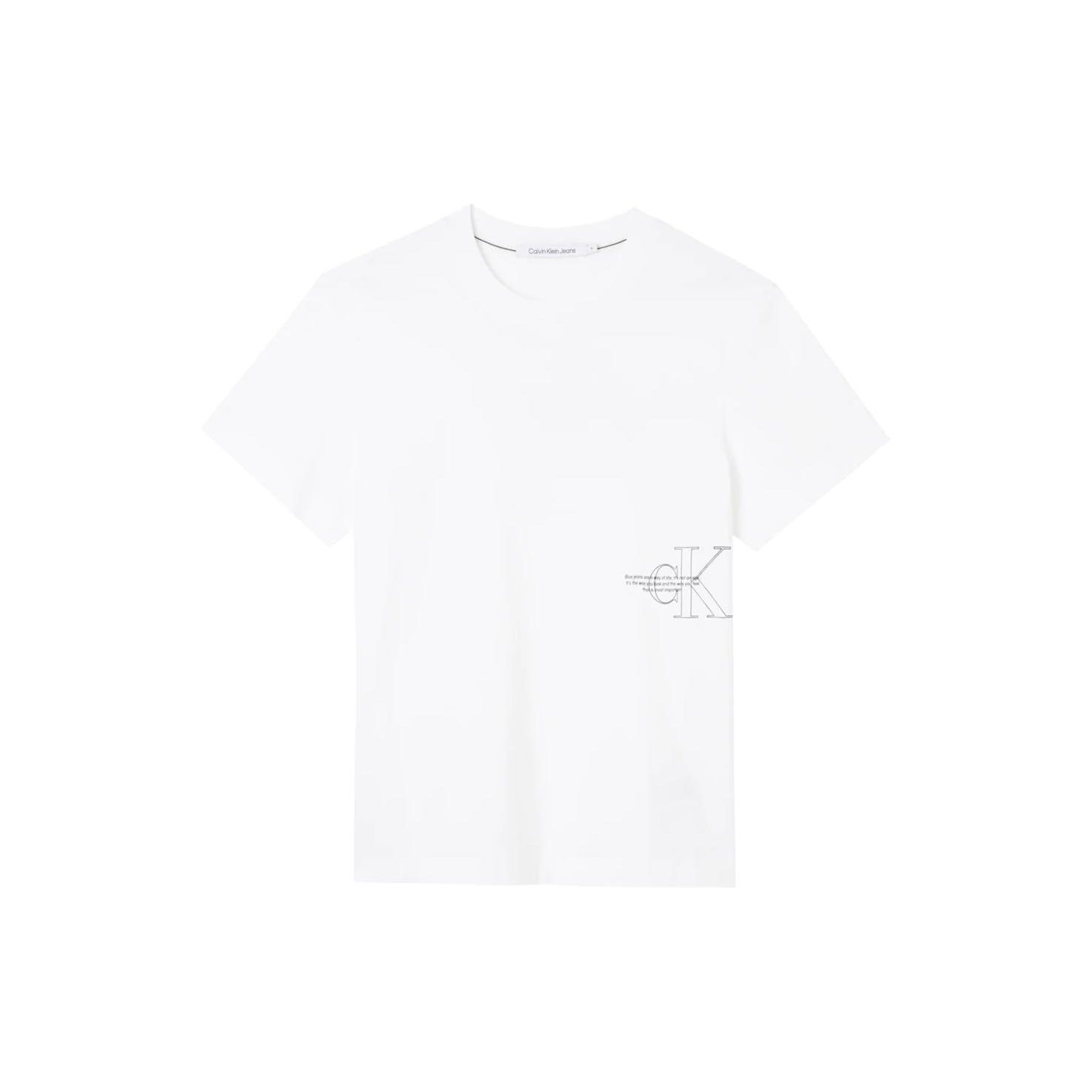 

Calvin Klein SS22 Letter Print Crew Neck T-Shirt Men Tops White J30J320193YAF XL