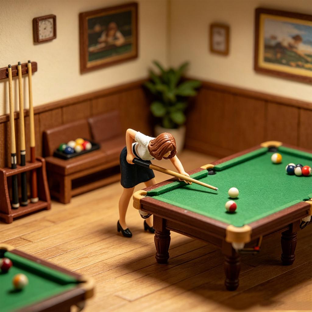 Miniature Billiard Pool Game Resin Statue Collectible Ornament For Desk Shelf Decoration And Artistic Interior Styling