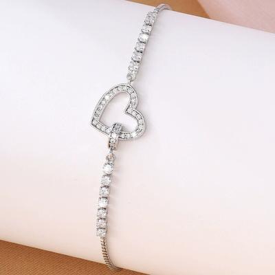 Fashion New Micro-Inlaid Zircon Super Flash Love Bracelet Women'S Daily Versatile Light Luxury Temperament Jewelry