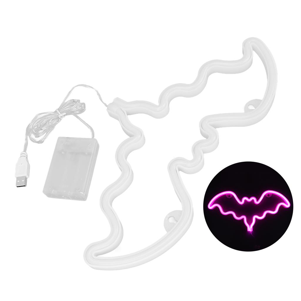 Halloween Pink Bat Light USB Or Battery Operation Bat Neon Sign with 2 Hanging Holes for Bedroom Living Room Bar Party