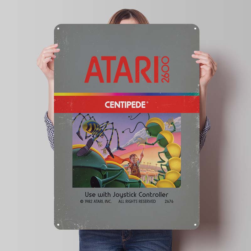 A-Atari Posters Classic Game Metal Signs Wall Decor Custom Tinplate Plaques for Gamers Gaming Room Decoration Art Mural Man Cave