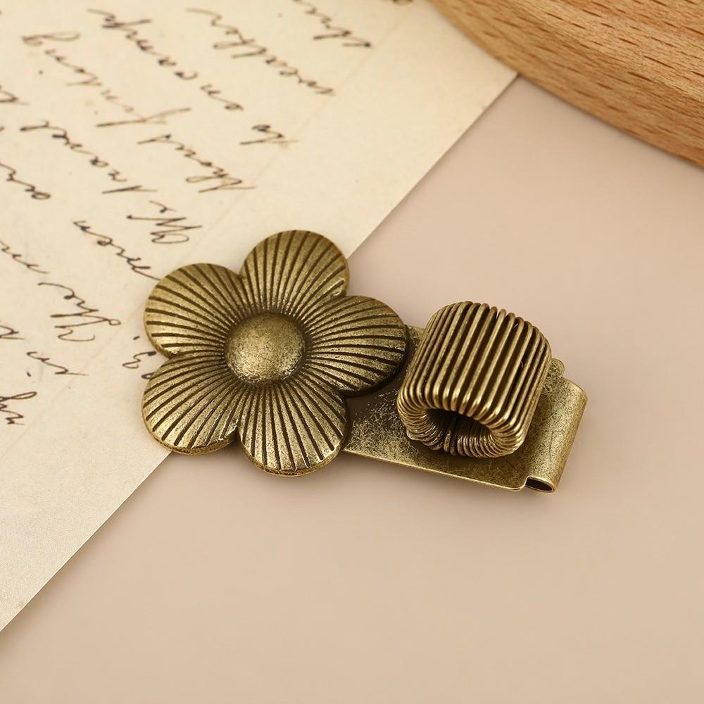 Zinc Alloy Metal Pen Clip Flower Shape Notebook Pen Clip Vintage Elastic Pen Loop  Notebook Journal