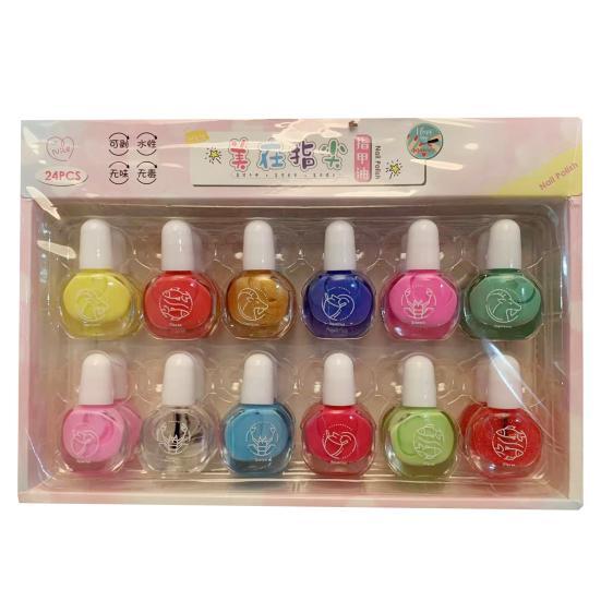 24-teiliges Kinder-Nagellack-Set, geruchsarm, schnell trocknend, abziehbar, sicher, sanftes Nagellack-Maniküre-Zubehör