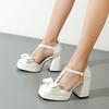 Escarpins à talons hauts pour femmes, chaussures d'été, plateforme, escarpins D'Orsay, lanières, noir, vert, blanc, nœud, fête, danse, chaussures de mariage, femme