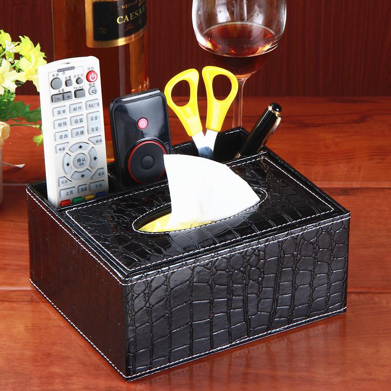 Hotel PU Leather Tissue Box & Remote Holder - European Style Multifunctional Organizer