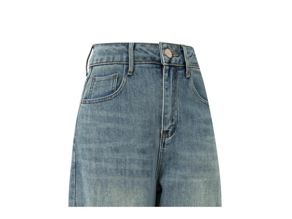 Retro Blue High-Waisted Cropped Harem Jeans for Women