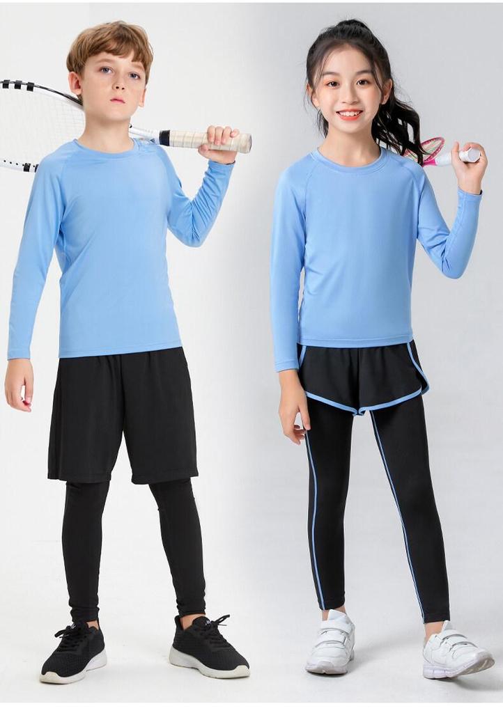 Children's Quick-Dry Long Sleeve Fitness & Yoga Wear for Boys and Girls