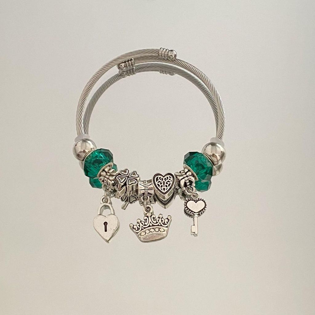 Panjia Dora Women's Stainless Steel Beaded Bracelet - European American Versatile Luxury Jewelry