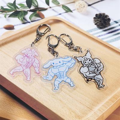 Přívěsek na klíče Sanrio Muscle Man Roztomilý přívěsek Kuromi Melody Cinnamoroll Přívěsek na klíče pro páry taštičky Příslušenství