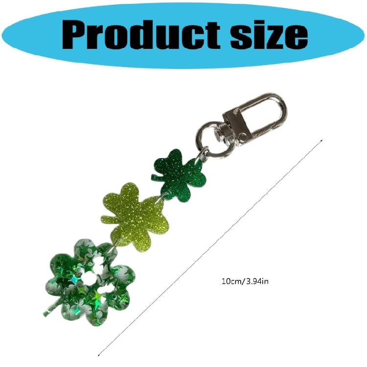 Four Leaf Clovers Charm Glittering Green Key Ring Lightweight Acrylic Designs Unisex Daily Use Accessory Gift