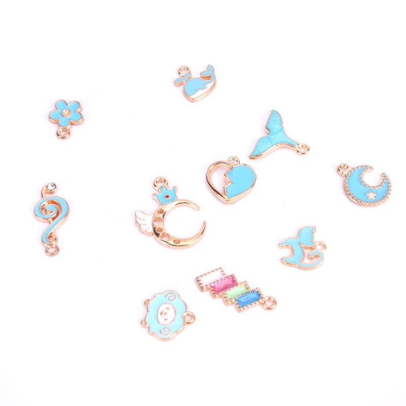 100Pcs Different Styles Mix Size Color Alloy Metal Drop Oil Charms Gold Pendant