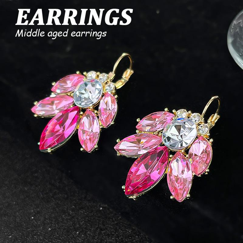Boucles d'oreilles pendantes Zircon Fleur Colorée pour Femmes, Boucles d'oreilles pendantes Statement pour Fête & Usage Quotidien