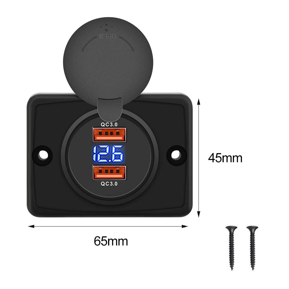 Quick Charge PD30W+QC3.0 12V/24V Fast Charge Outlet Power Adapter with Sliding Cap 12-24V Car USB Port Charger for Car Bus RV