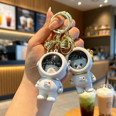 Influencer Style Bell Bear Astronaut Keychain Pendant with Light - Cute for Couples