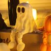 Halloween Ornament Cartoon Reading Ghost Pumpkin Shape Statue Waterproof Resin Figure Horror Themed Halloween Decor