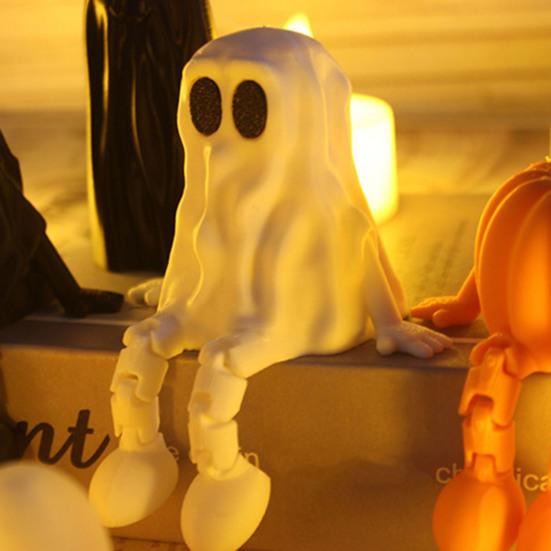 Halloween Ornament Cartoon Reading Ghost Pumpkin Shape Statue Waterproof Resin Figure Horror Themed Halloween Decor
