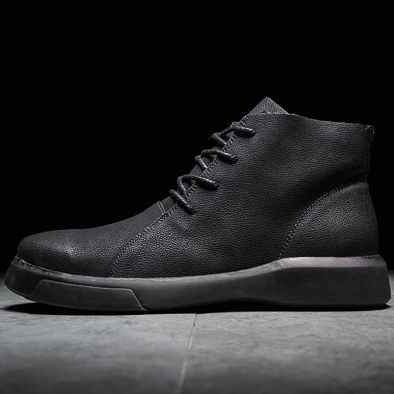 Brand New Winter Men Work Boots Fashion Lace-up Ankle Boots Designer Leather Warm Plush Men Boots Autumn Outdoor Men Shoes