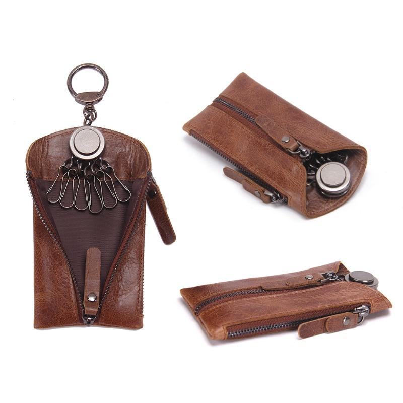 Genuine Leather Key Case Casual Multi-Hook Compact
