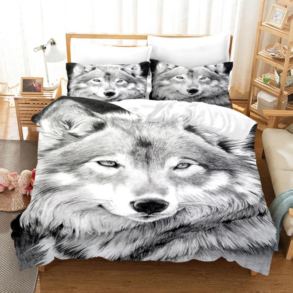 Wolf Cute Animal Bedding Set 3D Kids Adult Luxury Gift Duvet Cover Set Soft Comforter Set Single Full King Twin Size Quilt Cover