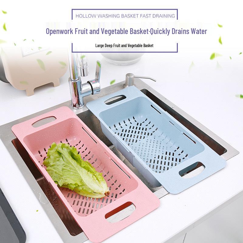 Adjustable Retractable Kitchen Sink Basket for Washing Fruits & Vegetables