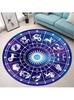 Zodiac Wheel Astrology Round Rug Purple and Blue Sun Sign Non Slip Floor Mat for Celestial Lovers