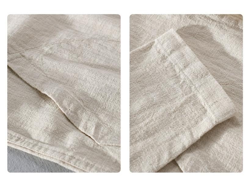 Men's Ramie Linen Stand Collar Shirt - Spring/Summer Casual, Loose Fit, National Style