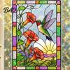 Light Filtering Privacy Film Stained Glass Static Window Clings, Hummingbird Flower Stickers, Removable Reusable Sticker PVC Decals for Home