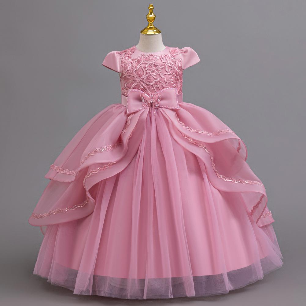 Girls Princess Dresses Irregular Long Mesh Dress Dresses Middle Large Children Piano Performance Clothes Christmas Costumes  Girl's Favourite Dress
