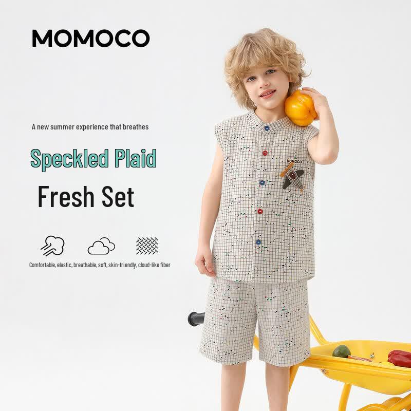 MOMOCO Boys  Plaid Vest Two-Piece Set 110