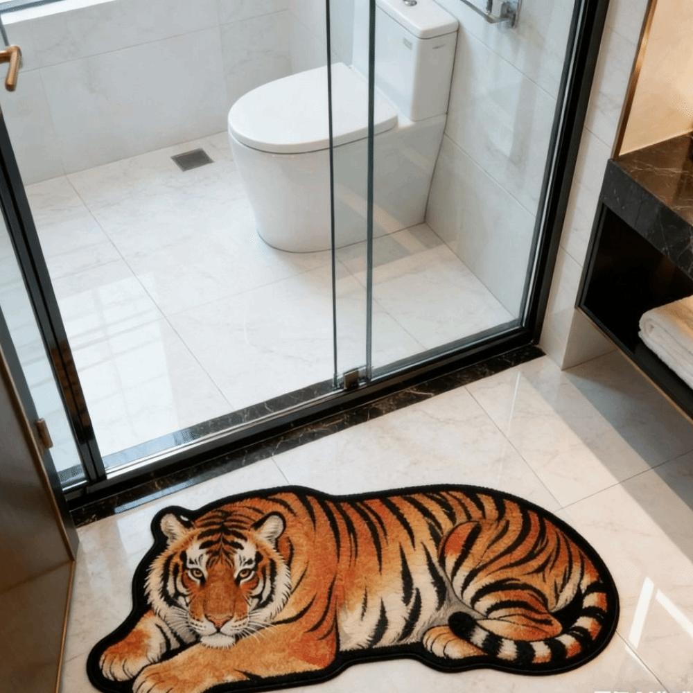 Anti-slip Tiger Carpet Rug 2D Flat Wolf Floor Mat New Lion Doormat  Bedroom Bathroom
