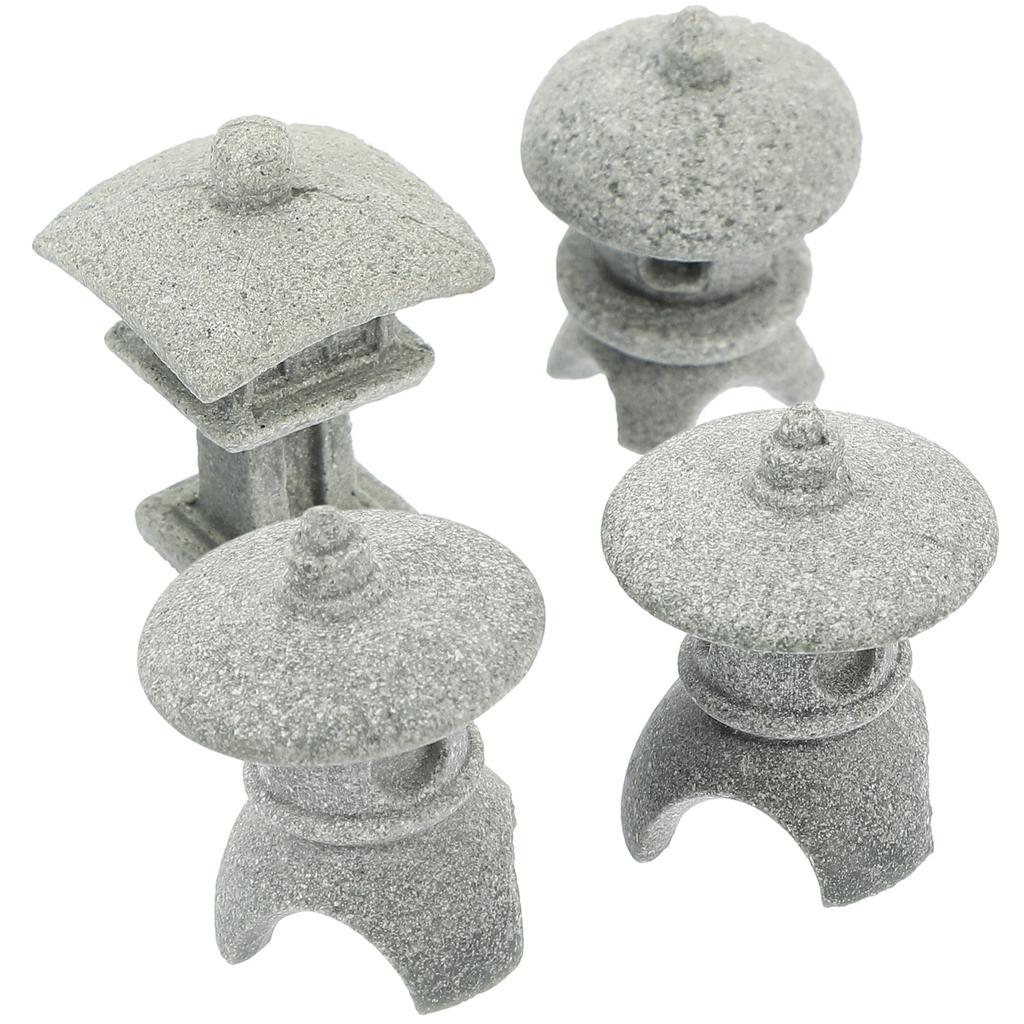 Sandstone Pagoda Mini Statue Stone Lantern Japanese Style Pagoda Lantern Yard Bonsai Decoration Asian Small Tank Decor