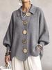 2026 European & American Retro Lapel Button Knit Cardigan - Women's Autumn/Winter Loose Coat