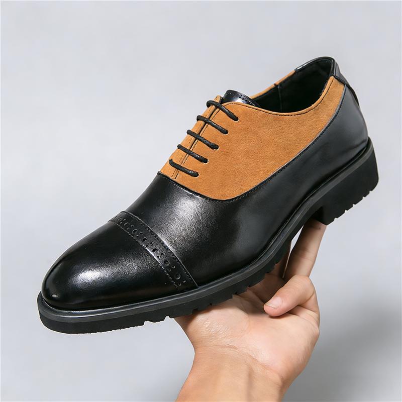 New Britain Lace Up Suede Patchwork Oxford Leather Shoes for Men Dress Wedding Prom Homecoming Footwear Sapatos Tenis Masculino