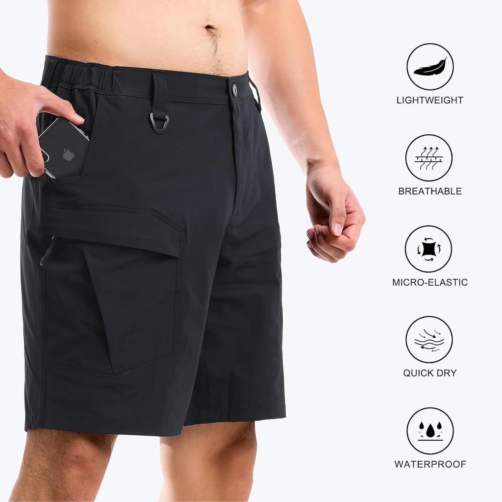 Men's Summer Quick Drying Multi Pocket Pure Cotton Breathable Elastic Tactical Shorts Five Quarter Sports Work Pants
