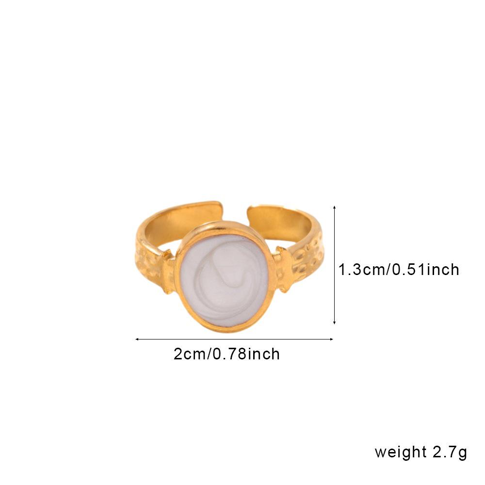 Oval Gold-Plated Titanium Steel Women's Ring – Non-Fading, Light Luxury, High-End Design