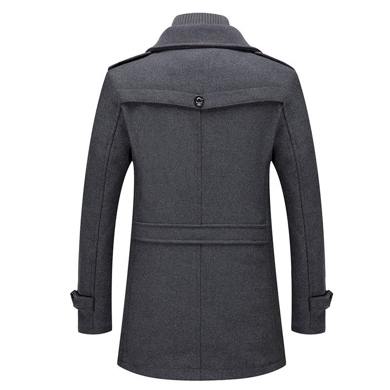 Autumn & Winter Men's Fashion Double-Collar Woolen Overcoat - Cold-Resistant Business Outerwear.