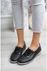 Women's Flat Shoes Full Orthopedic Daily Black Perforated Ballerinas