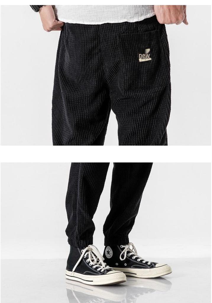 Men's Loose Fit Corduroy Casual Pants - Japanese & Chinese Style, Spring/Autumn Collection.