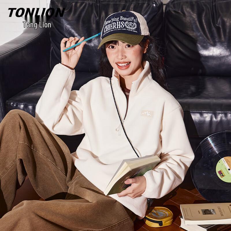 

TonLion Women s Double-sided Fleece Half-Zip Stand Collar Sweatshirt M