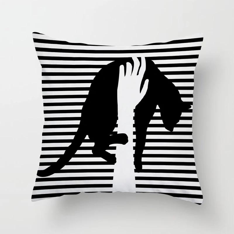 Funny Cute Black Lover Cat Pillowcase Cushion Cover 4545 Polyester Pillow Cover Sofa Car Home Decor Room Decoration