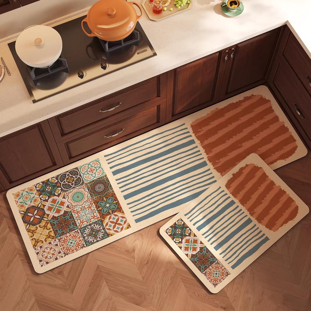 Carpet for Kitchen Long Pvc Waterproof Leather Carpet Non-slip Oil-proof Rug Modern Fish Pattern Floor Mat Home Decoration Rugs