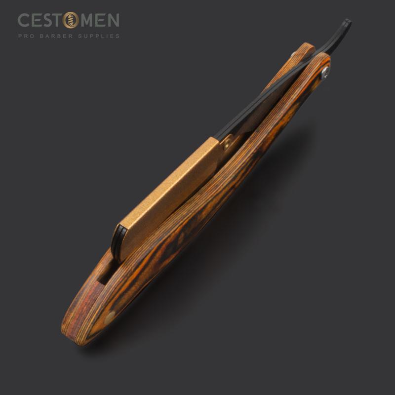 CESTOMEN Brown Senior Wood Handle Folding Beard Care Shaving Razor Hair Salon Shaver Replaceable Blade Hair Knife