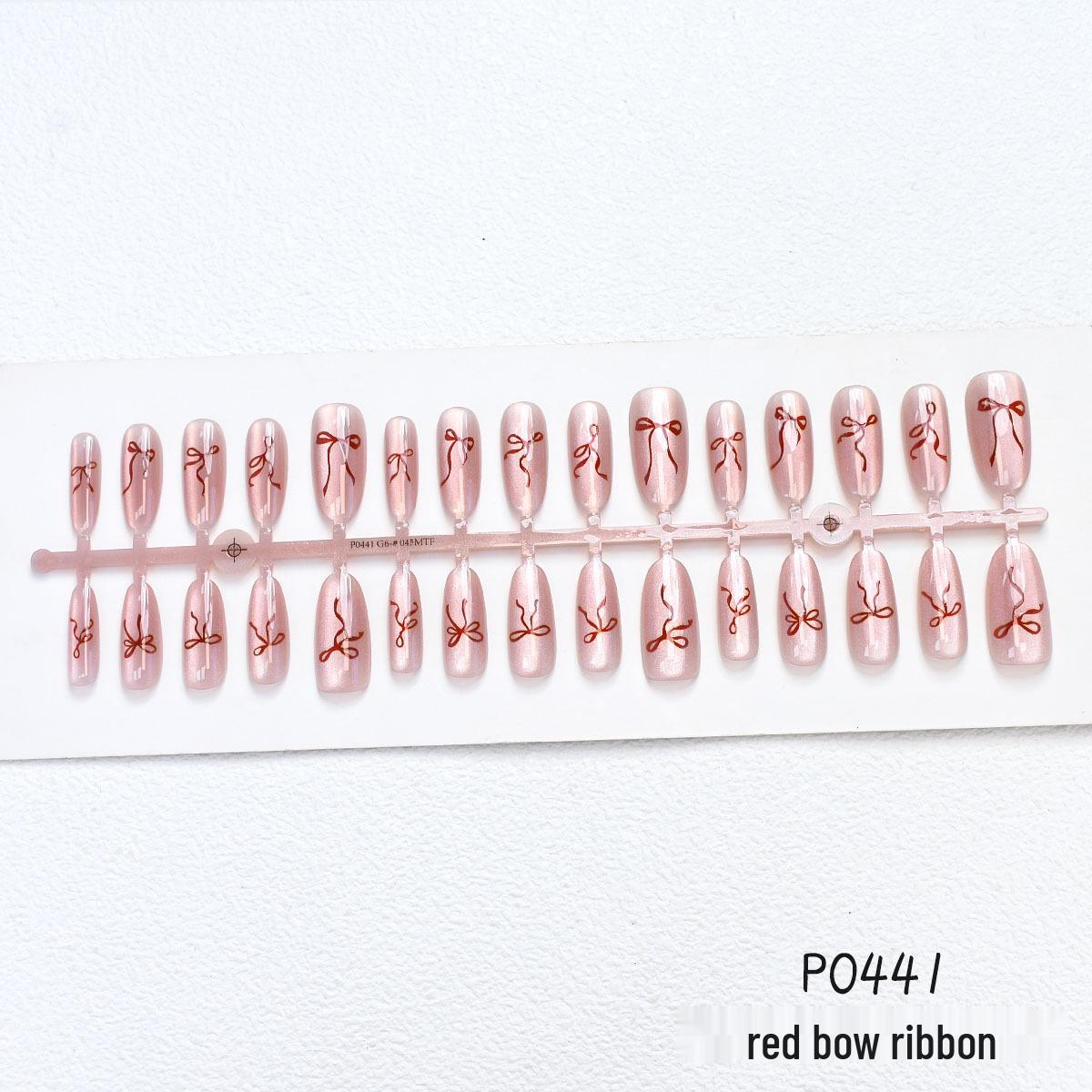New Year Sparkle Cat Eye Nails with Bow Ribbon - Festive & Versatile