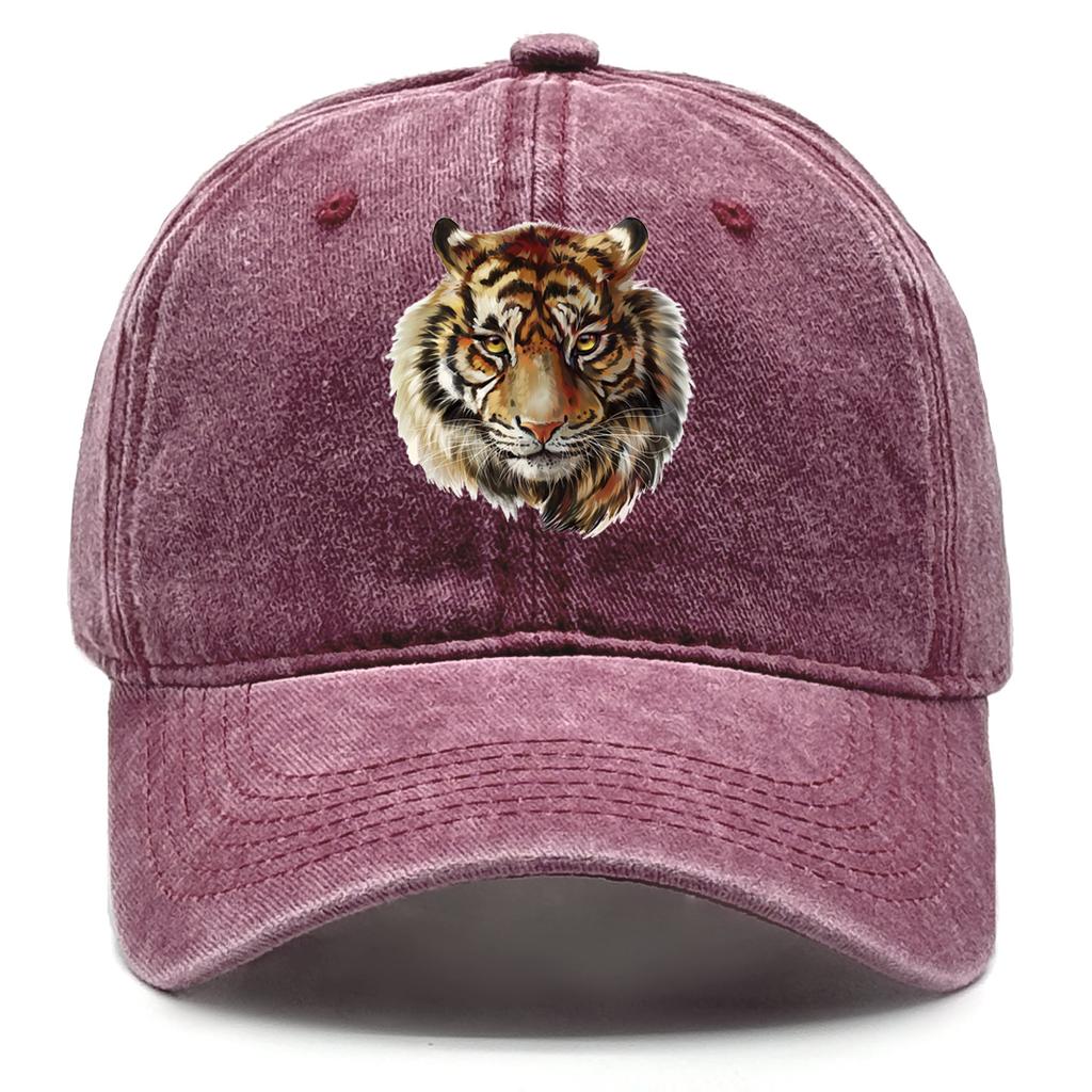 Tiger Head Print Adjustable Caps HD Animal Heads Man's Cap Casual Vintage-Inspired Snapback Baseball Hat One Size Fits All