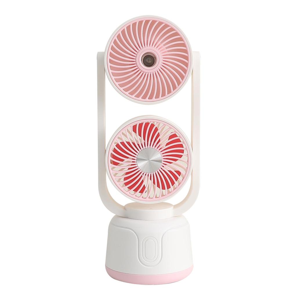 Dual-Head USB Mini Desktop Fan: Three-Speed, Strong Wind, Humidifying Spray for Summer Office