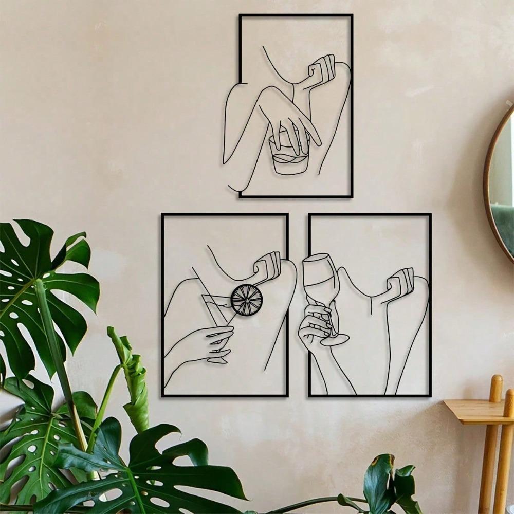 

Набор из 3 предметов, Женский напиток Металлическое настенное искусство, Домашний бар Металлическое искусство, Вывеска из резного металла, Креативное настенное украшение, Уникальное современное украшение для дома TY7283 разноцветный