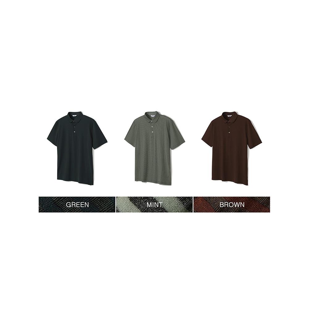 NOTIG Wool Poly Collared Short Sleeve T-Shirt Green_Oks1T1Ts105E1