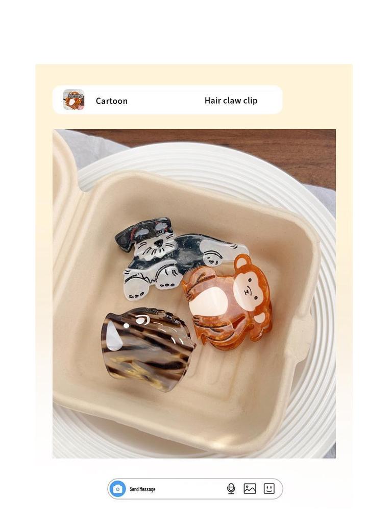 Schnauzer Monkey Acetate Hair Claw Clip - Women's Headwear & Styling Accessory