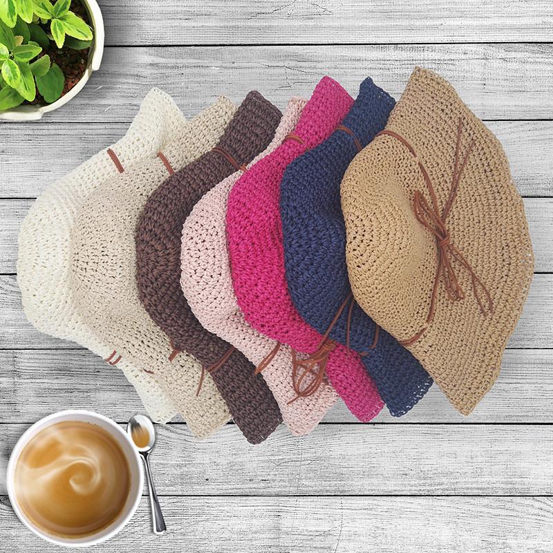 Handwoven Straw Hat For Women With Large Brim Summer Sunshade Foldable Sun Hat For Beach And Outdoor Use