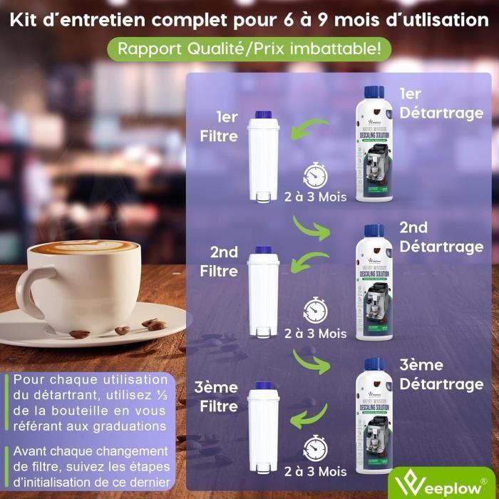 Filtres À Eau - Weeplow - DLSC002 - 3 Filtres - Détartrant 300ML - Compatible Delonghi